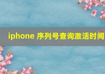 iphone 序列号查询激活时间